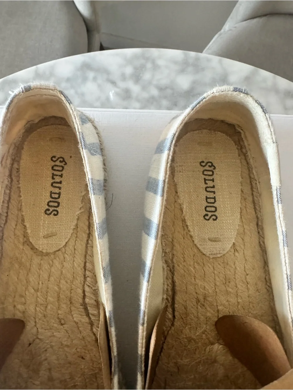 Soludos Striped Espadrilles with Blue Script Embroidery - Picture 3 of 5